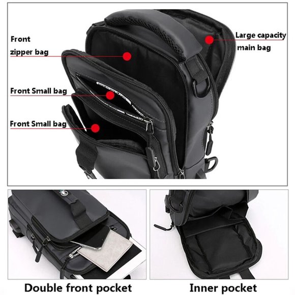 Anti theft Sleek Black Sling Backpack - Picture 7 of 13